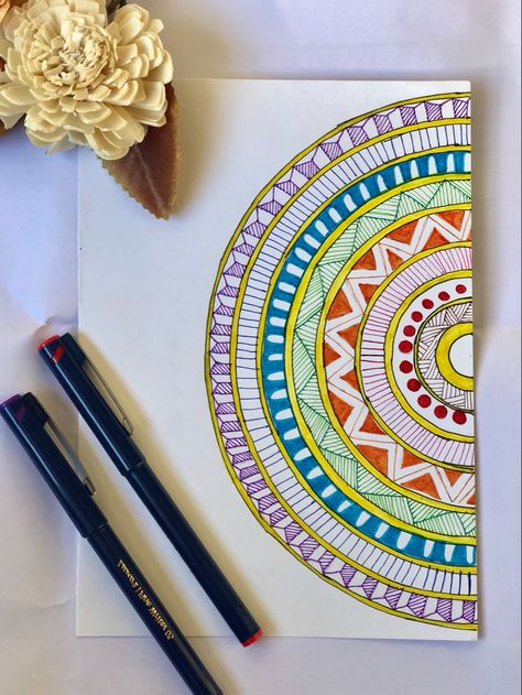 Easy indian circle colourful mandala. Easy Colourful Mandala Drawing, Mandala Art Simple Circle, Mandala Art In Circle Easy, Sketch Colour Drawing Easy, Mandala Sketch Colourful, Mandala Art Lesson Easy, Mandala Art Simple Colourful, Mandala Art Circle Design, Mandela Art Easy Mandala Design