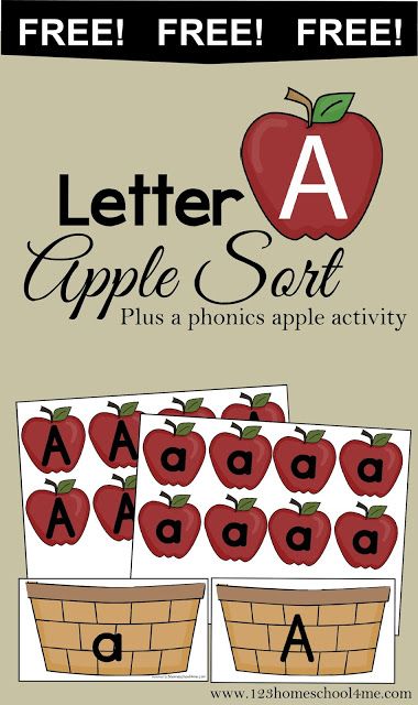 FREE LETTER A APPLE SORT (Instant Download) | Free Homeschool Deals © Preschool Apple Theme, A Is For Apple, Apple Preschool, Preschool Language, Apple Activities, Abc Activities, The Letter A, Apple Theme, Preschool Literacy