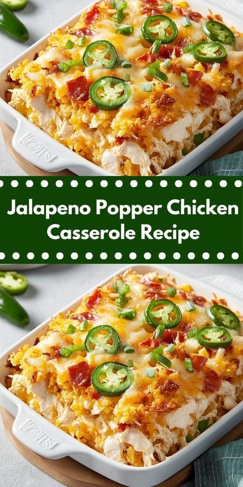 Looking for a quick and satisfying meal? This Jalapeno Popper Chicken Casserole is a breeze to prepare, making it an ideal choice for busy evenings. Enjoy a delicious, family-friendly dish that everyone will love! Jalapeno Popper Chicken Casserole, Popper Chicken Casserole, Easy Casserole Recipe, Popper Chicken, Delicious Family Dinners, Yummy Casserole Recipes, Chicken Casserole Recipe, Jalapeno Popper Chicken, Comfort Casseroles