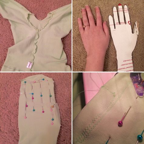 inside out digust cosplay gloveshirt walkthrough/tutorial! individual steps are below.  you may have heard this called “armsocks” but that is a dumb name because we have a word for those and that is... Cosplay Tricks, Arm Socks, Cosplay Diys, Cosplay Making, Diy Cosplay, Medieval Cosplay, Hippie Costume, Cosplay Tutorial, Cosplay Diy