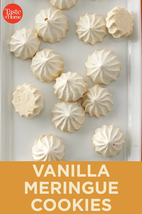 Mirangue Cookies, Easy Meringue Cookies, Vanilla Meringue Cookies, Vanilla Meringue, Easy Meringues, Meringue Cookie, How To Make Meringue, Meringue Cookie Recipe, Dessert Cookies