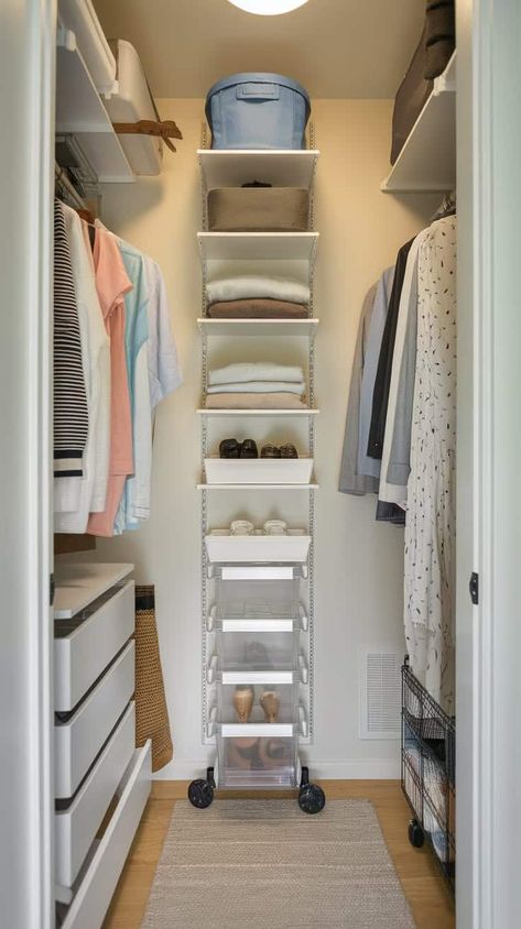 60+ Small Closet Organization Ideas - Mattress Nut Maximizing Closet Space, Organize A Small Closet, Small Closet Organization Ideas, Cool Loft Beds, Tiny Wardrobe, Bunk Bed Accessories, Closet Organization Hacks, Pillow Sizes Chart, Pillow Size Guide