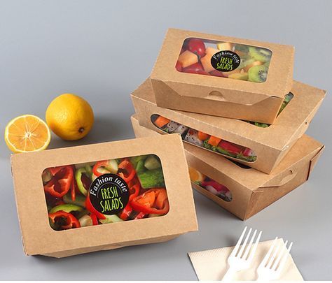 Fruit Salad Packaging, Food Delivery Packaging, Salad Packaging, Vegetable Packaging, Takeaway Packaging, Best Fruit Salad, Paper Fruit, Salad Box, Salad Container