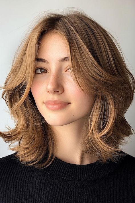 Layered Bob Haircut, Softly Layered Sun-Kissed Lob, layered bob with curtain bangs Soft Shaggy Bob, Layered Bob With Curtain Bangs, Layered Long Bob, Shaggy Lob With Bangs, Haircut Ideas Brown Hair, Dutch Side Braid, Bob With Curtain Bangs, Shaggy Lob, Beachy Waves Hair