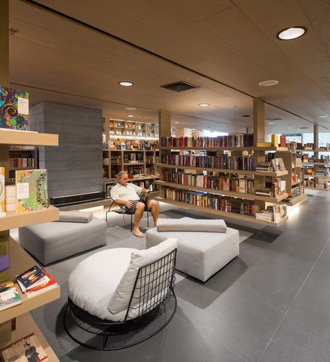 Studio Arthur Casas-Saraiva Bookstore Bookstore Design, Library Cafe, Bookstore Cafe, Library Architecture, Public Square, Library Furniture, Book Cafe, Coffee Shop Design, Cafe Interior Design