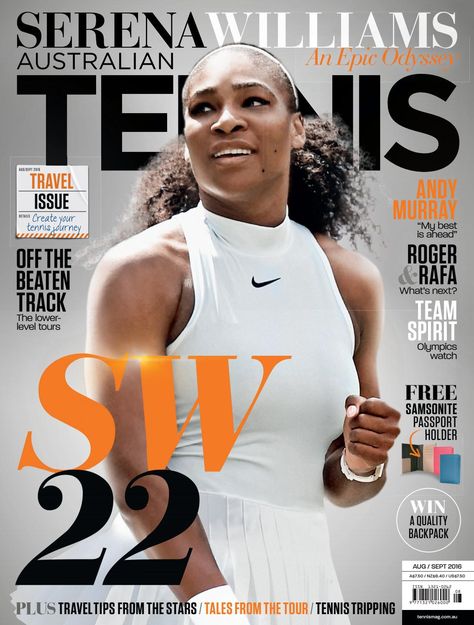 Sports Magazine Cover Design, Sport Magazine Cover, Sports Magazine Cover, Fitness Magazine Cover, Tennis Magazine Covers, Serina Williams, Tennis Magazine, Sports Magazine Covers, Magazine Cover Ideas