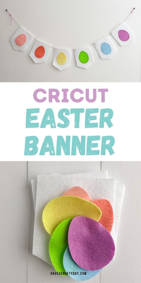 Decorate for Easter with this easy to make felt banner. Use your Cricut Maker to make this cute banner to decorate for spring. Cricut Banner, Decorate For Easter, Decorate For Spring, Easy Felt Crafts, Cute Banner, Easter Banner, Felt Banner, Spring Craft, Maker Project