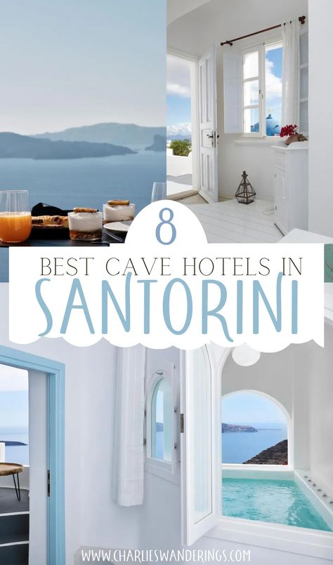 Are you currently planning a romantic holiday to Santorini? Then you’re probably looking for one of those spectacular cave hotels in Santorini that come with a pool overlooking the caldera.The best advice I can give you? Book your cave hotel in Santorini well in advance cause a lot of them already tend to sell out more than 6 months in advance. Santorini Resorts, Best Hotels In Santorini, Hotels In Santorini Greece, Santorini Honeymoon, Dana Villas, Cave Pool, Cave Hotel, Hilton Hotels, Greek Travel