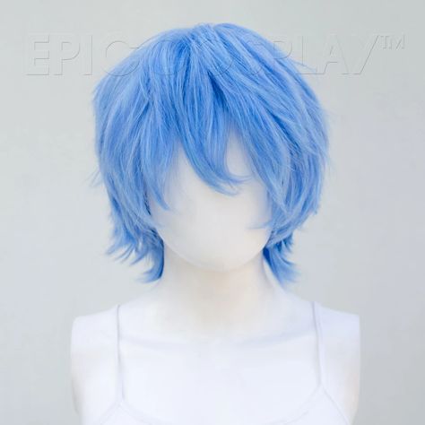 Light Blue Hair Men, Short Blue Wig, Rick Cosplay, Neptune Vasilias, Blue Wigs, Frontal Hair, Light Blue Hair, Nagisa Shiota, Apollo 13