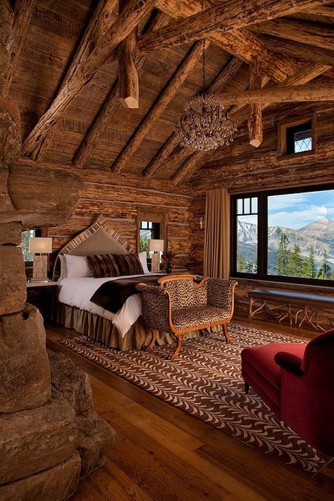 Pointe on Andesite-Pearson Design Group-11-1 Kindesign Log Cabin Living, Cabin Bedroom, Cabin Living, Log Cabin Homes, Cabin In The Woods, Cabins And Cottages, Style Rustique, Cabin Life, Rustic Living