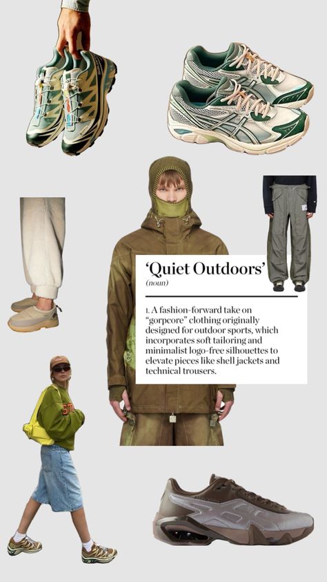 Quiet outdoors Spring Inspo, Soft Tailoring, Silhouette Free, Outdoor Fashion, Carrie Bradshaw, Shell Jacket, Minimalist Logo, Outdoor Outfit, Graphic Poster