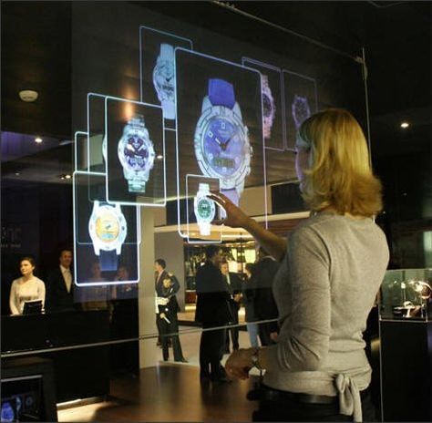 holographic rear projection film for window shop display ,transparent grey and white color all are available Interactive Touch Screen, Digital Retail, Touch Screen Design, Retail Technology, Interactive Museum, Touch Screen Interface, Bedroom Minimalist, Games Design, Interactive Installation