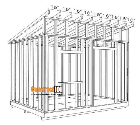 Large 10x12 Lean To Shed Plans |Free DIY Projects - Construct101 Shed Plans Free, 10x12 Shed, 8x12 Shed Plans, Small Shed Plans, 10x12 Shed Plans, Diy Storage Shed Plans, Shed Blueprints, Building A Storage Shed, Pool Cabanas