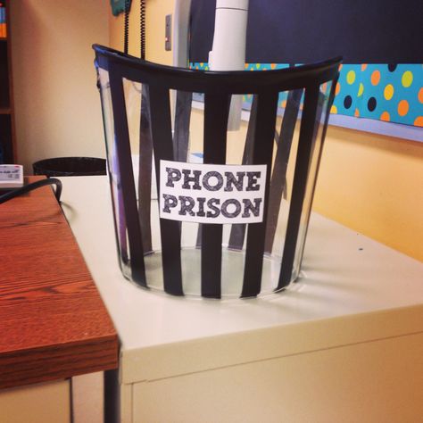 Phone prison :) Phone Prison, Jail Ideas, Cell Phone Jail, Phone Jail, Homecoming Proposal, Classroom Management, School Stuff, Classroom Ideas, Middle School