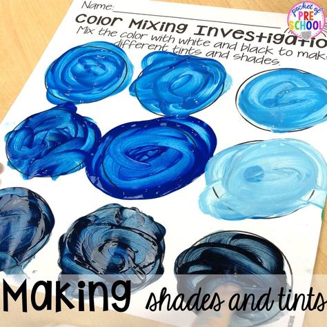 Color Mixing Lessons Elementary, Primary Color Projects, Tint And Shades Painting, Color Black Activities, Mixing Activities For Toddlers, Mixing Colors Preschool, Color Mixing Activities Preschool, Color Mixing Activities, Easter Art Projects