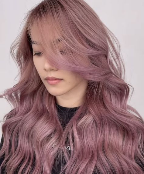 Mauve Rose Hair, Ash Rose Gold Hair, Ash Pink Violet Hair, Ash Rose Hair, Violet Ash Hair, Asian Hair Balayage Ash, Pink Violet Hair, Mauve Pink Hair, Ash Pink Hair