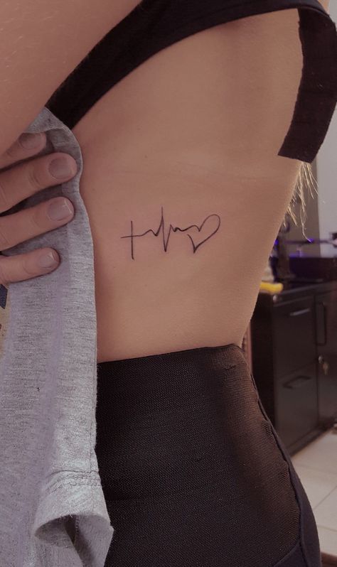 Faith Hope Love Tattoo Ideas For Women, Faith Hope Love Tattoo Ideas, Little Cross Tattoos, Lifeline Tattoos, Pulse Tattoo, Ekg Tattoo, Resilience Tattoo, Faith Hope Love Tattoo, Heartbeat Line