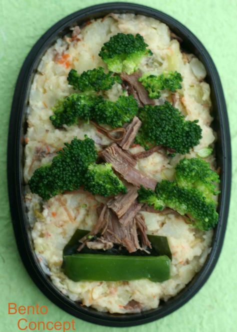 Bento Box Art, Kotak Bento, Rice Broccoli, Bento Box Recipes, Wakame Seaweed, Japanese Bonsai Tree, Japanese Food Art, Meat Salad, Decorações Com Comidas