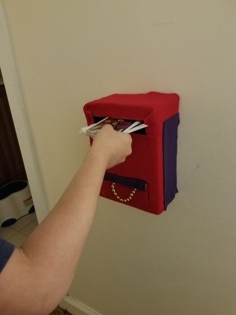 Hanging Mailbox, Wall Outside, Diy Mailbox, Command Strips, Plastic Beads, Diy Toys, Cardboard Box, Mailbox, Diy For Kids