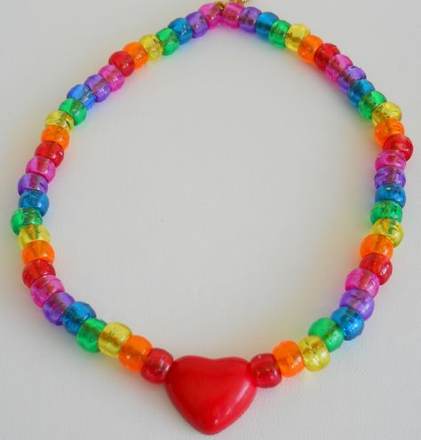 Craft - Kids can make their own pony bead necklace or "collar" Pony Beads Necklace, Pulseras Indie Kid, Pony Bead Necklace Ideas, Kidcore Necklace, Pony Bead Necklace, Kidcore Aesthetic, Kandi Kid, Craft Kids, Indie Jewelry