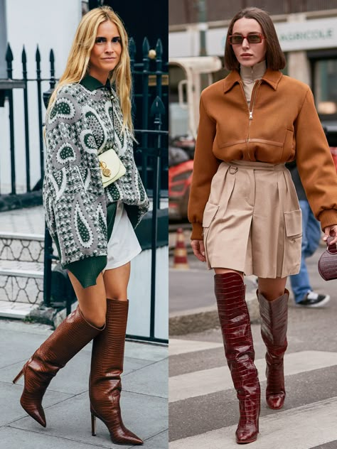 Animal Print Knee High Boots Outfit, Knee High Ugg Boots Outfit, Brown Over The Knee Boots Outfit, Dark Brown Leather Boots Outfit, Knee High Slouchy Boots Outfit, Brown Croc Knee High Boots Outfit, Cognac Knee High Boots Outfit, Over The Knee Boots 2024, Chocolate Brown Knee High Boots Outfit