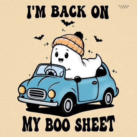 Cute Ghost Driving A Car Boo Sheet, My Boo, Cricut Projects Beginner, Im Back, Short Break, Creepy Cute, Cute Ghost, Halloween Art, Cute Illustration