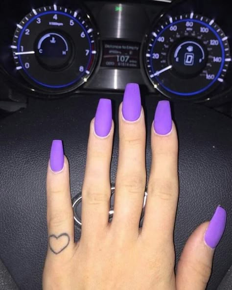 Pinterest@Jada Matte Purple Nails, Purple Acrylic Nails, Purple Nail, Simple Nail Art Designs, Acrylic Nails Coffin, Easy Nail Art, Matte Nails, Purple Nails, Gorgeous Nails