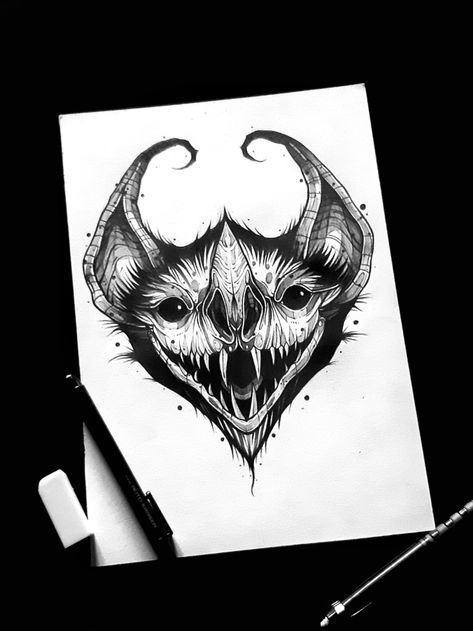 Demon Bat Tattoo, Bat Head Drawing, Vamps Tattoo, Bat Head Tattoo, Bat Head, Circus Tattoo, Japanese Leg Tattoo, Back Piece Tattoo, X Tattoo