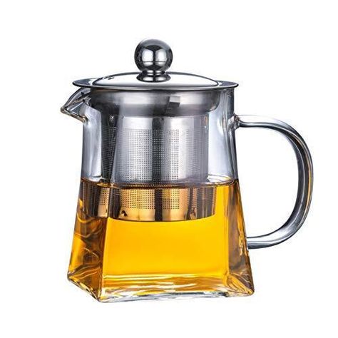 Glass Teapot with Stainless Steel Infuser & Lid, Borosilicate Glass Tea Kettle Stovetop Safe, Blooming & Loose Leaf Teapot,Glass Square Pot (350ML/12oz) Made with quality borosilicate glass and food grade 304 stainless steel, BPA-free, no lead and other toxic chemicals, well protects your health. Removable inner stainless steel strainer – Filtering the pieces (like flavorful fruit, herbs, tea or tea bags) and you can enjoy the tasty tea drinks you want. The filter is easily detachable and makes Tea Kettle Stovetop, Glass Tea Kettle, Blooming Tea, Coffee Server, Tea Maker, Glass Teapot, Heat Resistant Glass, Flower Tea, Loose Tea