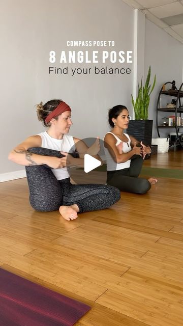 Red Sun Yoga | Winter Spgs, FL on Instagram: "Try this Compass to 8 Angle pose with @sashyogasoul & @happymindandsoulyoga 🦗

The best part about this tutorial is two talented instructors, one teaching, one listening to her body and practicing to her ability 🙌🏼 we can definitely say @happymindandsoulyoga was a good sport on this one! 😅 

There are so many benefits to the Compass and Angle pose, like building core strength, encouraging mindfulness, improving body circulation and more! Remember to try this safely and with the guidance of an instructor if you’re not far in your yoga practice! And let us know in the comments below if you’d like a more detail explanation and view on how to achieve this pose ☺️

#8anglepose #compasspose #corestrength #astavrakasana #yogapractice #orlandoyoga 8 Angle Pose Yoga Sequence, 8 Angle Pose Yoga, Eight Angle Pose Yoga, Compass Pose Yoga, Core Yoga Poses, Sun Yoga, Compass Pose, Yoga Sequence, The Compass