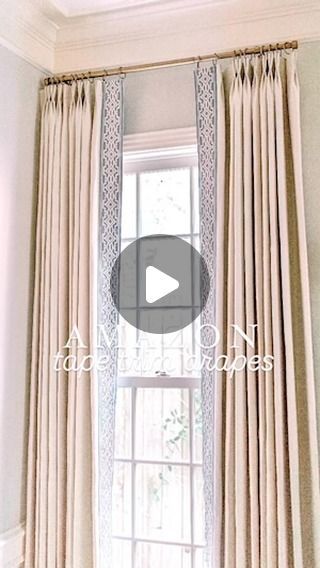 Kinsey Walsh | Home Decor • Design on Instagram: "✨Affordable Amazon pinch pleat tape trim drapes are back in stock in all 3 sizes! ✨  🔗 comment SHOP for links or find them in my Amazon Storefront under photos   🔹 I have the 108 in and my ceilings are 10ft tall. I have one set of drapes on each window (one panel per side). They come with a blackout liner and the hooks already attached.   #homedecor #homeinspiration #interiordesign #amazonhome" Pinch Pleat Drapes With Trim, Curtains On One Side Of Window, Curtain On One Side Of Window, Richmond House, Pinch Pleat Drapes, Drapery Ideas, Pinch Pleat Drape, Pinch Pleat Curtains, Pleated Curtains