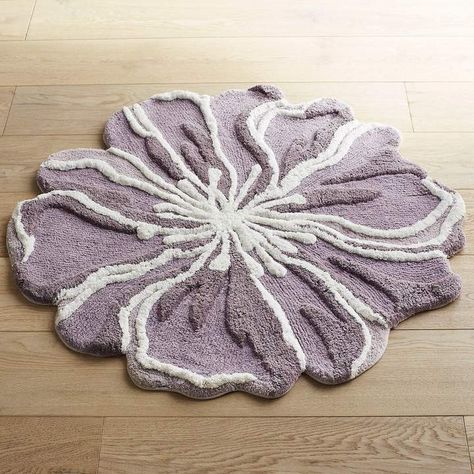 Pier 1 Imports Flower-Shaped 3' Round Lilac Bath Rug  #ad Fancy Towels, Decorating Ideas For Bathroom, Tufting Ideas, Punch Needle Art, Rug Tufting, Flower Bath, Flower Rug, Grey Bathroom, Tufted Rugs