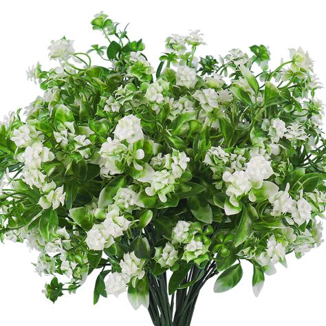 PRICES MAY VARY. 【Outdoor Fake Flowers Quantity】Your package comes with 8 bundles of artificial outside flowers, each of which measures about 13.8 inches in length. And each bundle of plastic outdoor flowers is adjustable so that you can freely bent them to fit your decoration needs. 【Premium Materials】Crafted with high quality plastic material, the faux flowers bulk can greatly withstand both the sun and rain. And the stems are made of sturdy iron wire, so the artificial flowers can be curved i White Flowers Decor, Outside Flowers, Porch Window, Porch Windows, Artificial Hanging Plants, Box Decoration, Artificial Plants Outdoor, Garden Porch, Wedding Garden