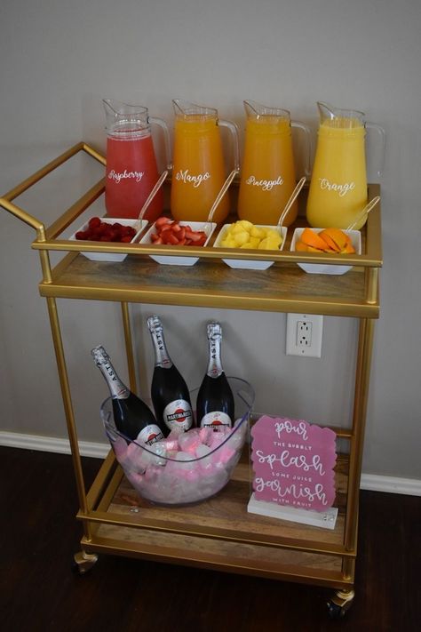 Cowgirl Mimosa Bar, Disco Mimosa Bar, Classy Brunch Ideas, Mimosa Bar Set Up, Mermosa Bar, Mimosa Bar Ideas Brunch Party, Momosa Mimosa Bar, Mimosa Bar Decor, Mimosa Bar Cart