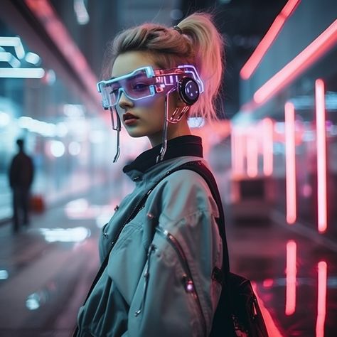 Futuristic Style Aesthetic, Cyberpunk Aesthetic Clothes, Cyberpunk Aesthetic Character, Futuristic Outfits Aesthetic, Colourful Cyberpunk Outfit, Cyberpunk Photoshoot Ideas, Cyberpunk Corpo Aesthetic, Futuristic Dystopian Aesthetic, Dark Cyberpunk Aesthetic Fashion