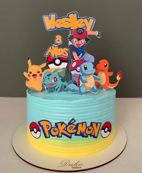 Pokémon Birthday Ideas Cake, Pokemon Cake Ideas Buttercream, Pokemon Cakes Birthday Boys, Squirtle Birthday Cake, Simple Pokemon Cake Ideas, Pokemon Birthday Cake Charizard, Pokémon Birthday Cake Ideas, Pokemon Birthday Cake Ideas, 8th Birthday Cake Boys