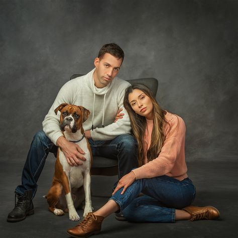 Studio Family Portraits With Dog, Family Pet Photography Studio, Pet Family Photos, Dog Photography Studio, Family Dog Photos, Dog Photoshoot Pet Photography, Family Pet Photography, Dog Family Portraits, Dog Photography Poses