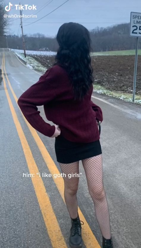 Black Mini Skirt And Fishnets, Black Dress And Fishnets Outfit, Fishnet Winter Outfit, Mini Skirt And Fishnets Outfit, Mini Skirt Fishnets Outfit, Black Dress And Docs, Stocking And Skirt Outfit, Fishnet Outfit Skirt, Fishnet Sweater Outfit