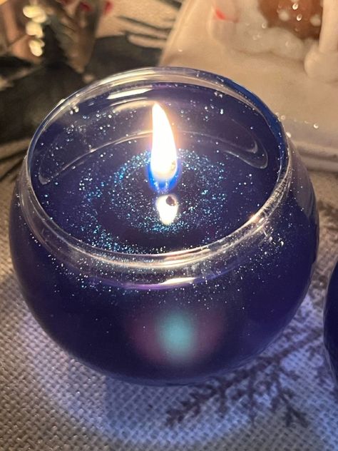 Blue Candle Aesthetic, Cute Candles Aesthetic, Galaxy Candle, Star Candles, Cool Candle, Glitter Decorations, Pretty Candles, Glitter Candle, Sparkling Candle