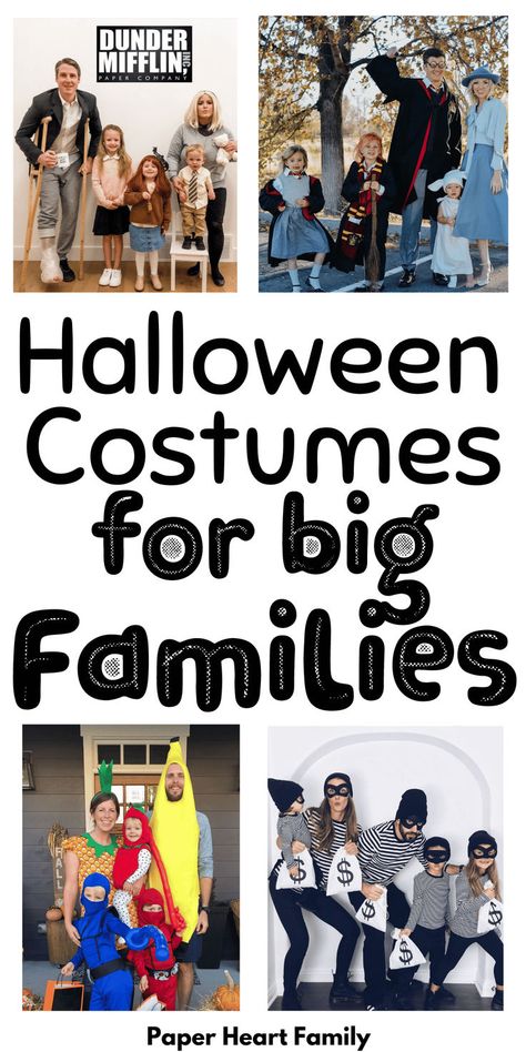 The best , most creative family Halloween costume ideas for 5, 6 or 7+! Include the whole family: mom, dad, sons, daughters, even grandparents and pets! Get everyone in the family matching this year! And guess what? Many of these costume ideas are easy enough to DIY! Halloween Costume Ideas For 5, Mom And Dad Costumes, Dad Halloween Costumes, Matching Family Halloween Costumes, Family Costumes Diy, Family Halloween Costume Ideas, Sibling Halloween Costumes, Epic Halloween Costumes, Mom Halloween Costumes