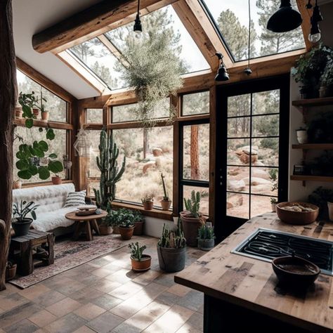 Farm Mid Century Modern, Industrial Midcentury Modern Living Room, Modern Boho Cabin, Mid Century Cabin Exterior, Modern Western House Exterior, Dark Mid Century Modern Kitchen, Mid Western Gothic, Dark Southwestern Decor, Southwestern Gothic Decor