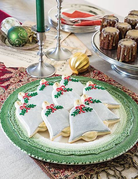 Silver Bell Sugar Cookies - Southern Lady Magazine Christmas Bell Sugar Cookies, Bell Sugar Cookies Decorated, Christmas Bell Cookies Decorated, Bell Sugar Cookies, Bell Christmas Cookies, Bell Cookies Decorated, Christmas Bell Cookies, Bell Cookies, Christmas Caroling Party