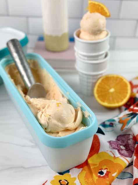 Creamsicle Ice Cream - My Big Fat Happy Life Creamsicle Ice Cream Recipe, Creamsicle Ice Cream, Orange Food Coloring, Ice Cream Print, Freshly Squeezed Orange Juice, Dessert Ingredients, Make Ice Cream, Icecream Bar, Ice Cream Maker