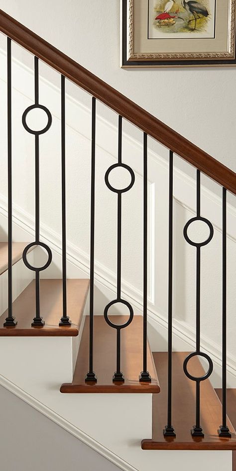 Stair Iron Railing Ideas, Metal Stairs Design, Railing Design Stairs, Wooden Railing Stairs, Stair Grill Design, Handrails Design, Iron Railing Design, Modern Stair Railing Ideas, Stairs Railing Design