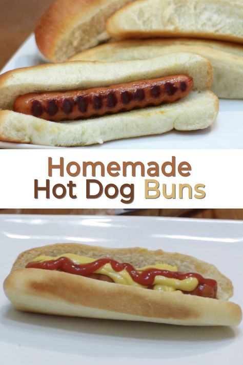 Homemade Hot Dog Buns, Hot Dog Buns Recipe, Homemade Hot Dogs, Homemade Hamburger Buns, Hot Dog Rolls, Homemade Buns, Pembuat Roti, Plats Healthy, Homemade Hamburger