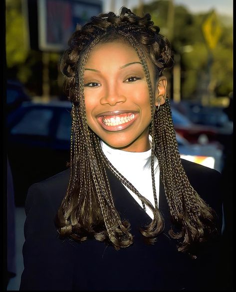 Layered Box Braids, Hair Long Styles, 2000 Hairstyles, Early 2000s Hairstyles, Brandy Braids, Beaded Braids, 2000s Hairstyles, Protective Style Braids, 2000s Look