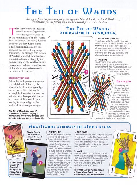 The ten of wands 10 Of Wands Tarot Meaning, Astrology Explained, Ten Of Wands, What Are Tarot Cards, Nine Of Wands, Kartu Tarot, Learn Tarot, Wands Tarot, Tarot Significado