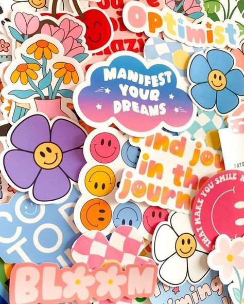 Etsy Sticker Shop, Groovy Packaging, Moodboard Stickers, Stickers Design Ideas, Packing Stickers, Sticker Design Ideas, Stickers On Instagram, Stickers Colorful, Stickers Shop