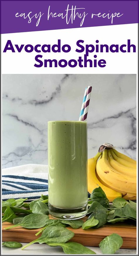 Smoothie With Avocado And Banana, Banana And Spinach Smoothie, Tasty Spinach Smoothie, Spinach Almond Milk Smoothie, Spinach Avocado Smoothie, Avocado Banana Smoothie, Banana Spinach Smoothie, Avocado Smoothie Recipe, Spinach Smoothie Recipes