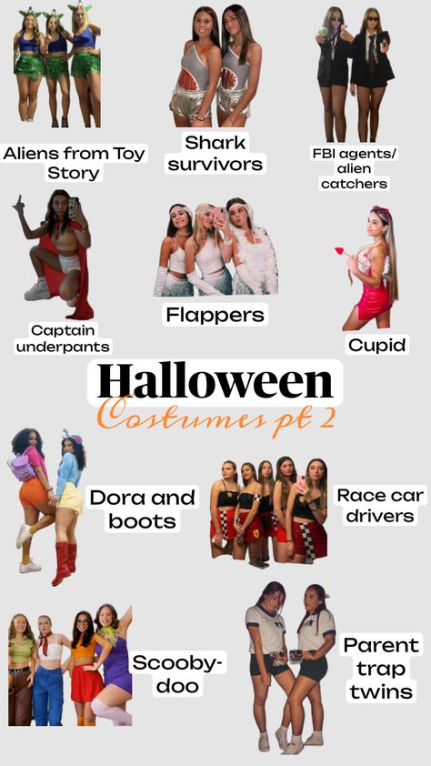 #costumes #halloween #halloweenaesthetic #halloweencostume #fall #autumn Cute Easy Halloween Costumes, Fun Halloween Outfits, Halloween Duos, Cute Group Halloween Costumes, Classy Halloween Costumes, Matching Halloween Costumes, Bff Halloween Costumes, Best Friend Halloween Costumes, Trio Halloween Costumes